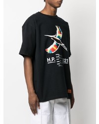 T-shirt à col rond imprimé noir Heron Preston