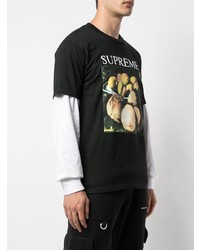 T-shirt à col rond imprimé noir Supreme