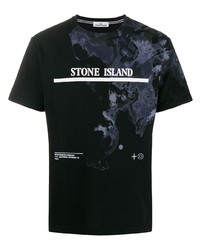 T-shirt à col rond imprimé noir Stone Island