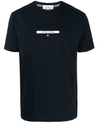 T-shirt à col rond imprimé noir Stone Island