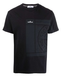 T-shirt à col rond imprimé noir Stone Island