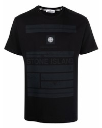 T-shirt à col rond imprimé noir Stone Island