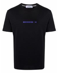 T-shirt à col rond imprimé noir Stone Island