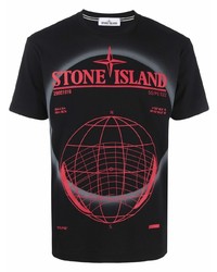 T-shirt à col rond imprimé noir Stone Island