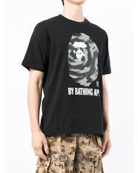 T-shirt à col rond imprimé noir A Bathing Ape