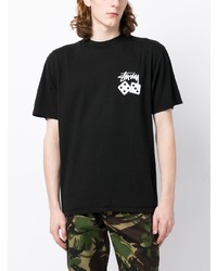 T-shirt à col rond imprimé noir Stussy