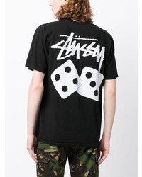 T-shirt à col rond imprimé noir Stussy