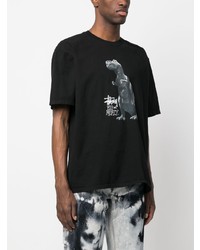 T-shirt à col rond imprimé noir Stussy