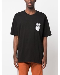 T-shirt à col rond imprimé noir Stussy