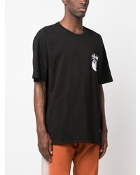 T-shirt à col rond imprimé noir Stussy