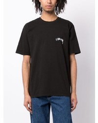 T-shirt à col rond imprimé noir Stussy