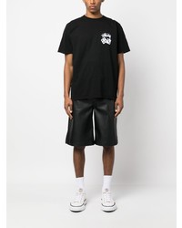 T-shirt à col rond imprimé noir Stussy