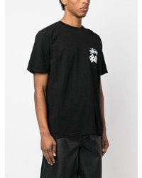 T-shirt à col rond imprimé noir Stussy