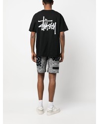 T-shirt à col rond imprimé noir Stussy