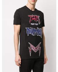 T-shirt à col rond imprimé noir Philipp Plein