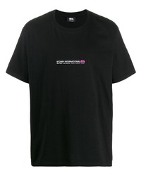 T-shirt à col rond imprimé noir Stussy