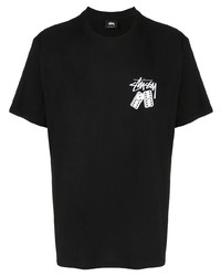 T-shirt à col rond imprimé noir Stussy