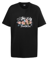 T-shirt à col rond imprimé noir Stussy