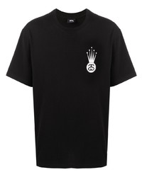 T-shirt à col rond imprimé noir Stussy