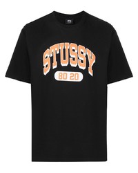 T-shirt à col rond imprimé noir Stussy