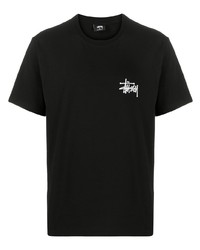 T-shirt à col rond imprimé noir Stussy