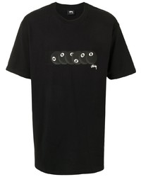 T-shirt à col rond imprimé noir Stussy