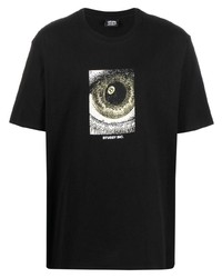 T-shirt à col rond imprimé noir Stussy