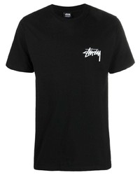 T-shirt à col rond imprimé noir Stussy