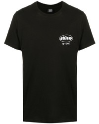 T-shirt à col rond imprimé noir Stussy