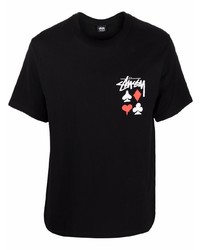 T-shirt à col rond imprimé noir Stussy