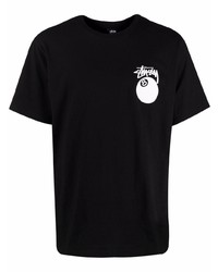 T-shirt à col rond imprimé noir Stussy