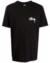 T-shirt à col rond imprimé noir Stussy