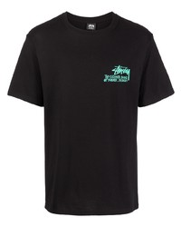 T-shirt à col rond imprimé noir Stussy