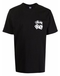 T-shirt à col rond imprimé noir Stussy