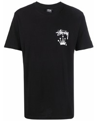 T-shirt à col rond imprimé noir Stussy