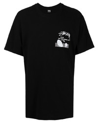 T-shirt à col rond imprimé noir Stussy