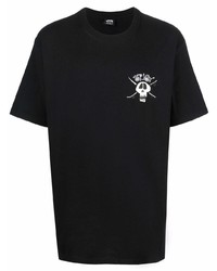 T-shirt à col rond imprimé noir Stussy