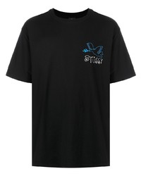 T-shirt à col rond imprimé noir Stussy