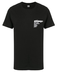 T-shirt à col rond imprimé noir Stussy