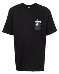 T-shirt à col rond imprimé noir Stussy