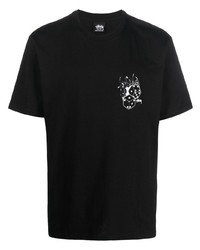 T-shirt à col rond imprimé noir Stussy