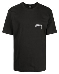 T-shirt à col rond imprimé noir Stussy