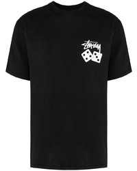 T-shirt à col rond imprimé noir Stussy