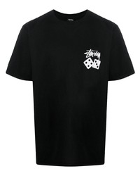 T-shirt à col rond imprimé noir Stussy