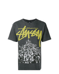 T-shirt à col rond imprimé noir Stussy