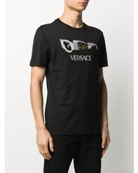 T-shirt à col rond imprimé noir Versace