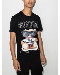 T-shirt à col rond imprimé noir Moschino