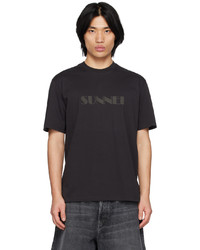 T-shirt à col rond imprimé noir Sunnei