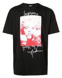 T-shirt à col rond imprimé noir Supreme