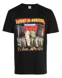 T-shirt à col rond imprimé noir Supreme